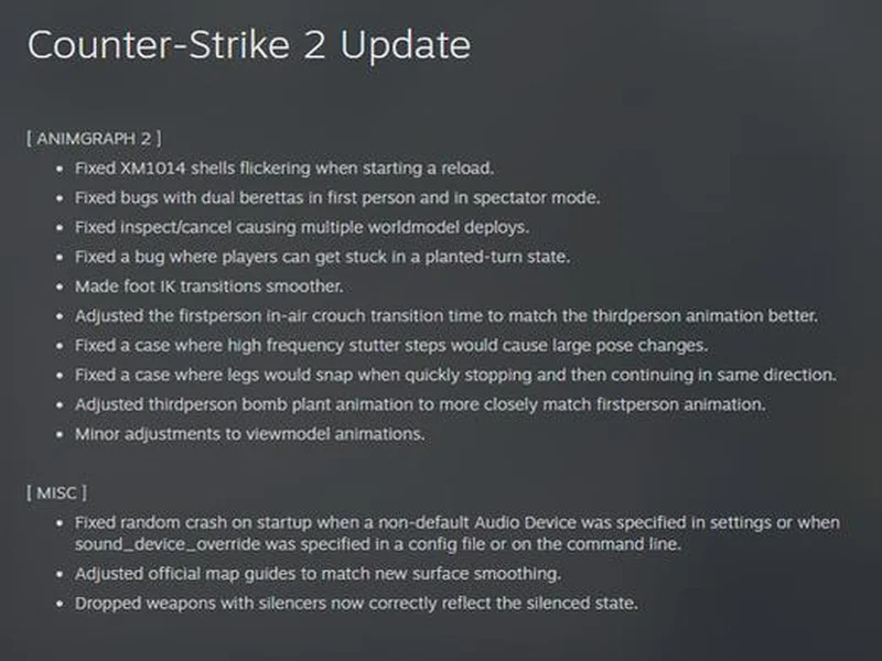 CS2 4月25日更新：动画系统Animgraph 2优化调整